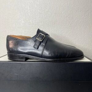 Salvatore Ferragamo Monk Strap Black Leather Dress Shoes Mens 8 EE Made In Italy